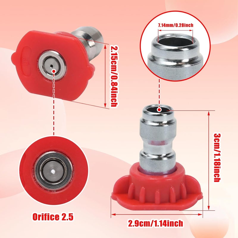 VIPRUSH Pressure Washer Tips, 7 Pack Power Washer Nozzle Tips, 0 Degree Red, 1/4 Inch Quick Connect, 4000 PSI - Image 5